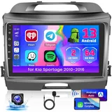 [2+64G] Autoradio Android 13 mit Navi für Kia Sportage 2010-2016, Hikity 9 Zoll Touch Display Autoradio mit Bildschirm Carplay Android Auto GPS WiFi Bluetooth FM RDS Rückfahrkamera