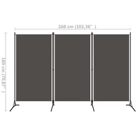 vidaXL 3-tlg. Raumteiler Anthrazit 260x180 cm