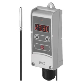 EMOS P5684 Anlegethermostat mit Fernfühler einstellbarer Schaltempfindlichkeit digitalem Display 5 bis 90 °C 45 x 45 x 130 mm