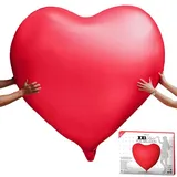 MikaMax Mikamax, XXL Herz Folienballon, 140CM, Herz Folienballon, Heliumballon, Herzluftballons, Valentinstag, Rote Mattoberfläche, Großes Format für romantische Dekoration, Heiratsantrag, Hochzeit.