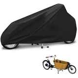 Lastenrad Abdeckung- Fahrradabdeckung wasserdicht aus 600D Oxford,Gewebe verschweißte Innennähte, Fahrradgarage für Lastenrad Abdeckplane Dreirad Fahrradschutzhülle zweispurig (Schwarz)