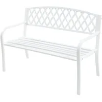 Casa.pro Gartenbank Opsasar Stahl 127x53,5x88 cm Weiß