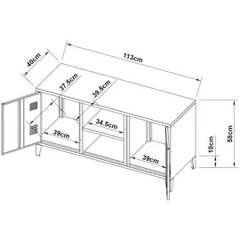 [en.casa] Kotka Lowboard 113 x 40 x 58 cm Schwarz Metall