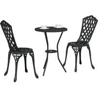 VidaXL Garten Bistro Set 3 pcs Schwarz Aluminium