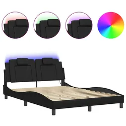 vidaXL Bett mit LED-Beleuchtung und Matratze Schwarz 120x200 cm