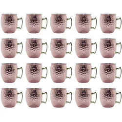 AcMax 20 Stück Moscow Mule Becher Kupferbecher gehämmert Cocktail Tasse mit Hammerschlag