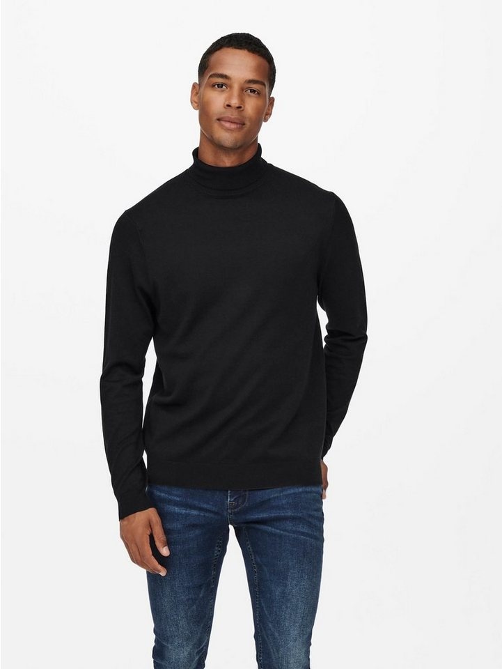 ONLY & SONS Strickpullover Polo Langarm Shirt Basic Pullover ONSWYLER 5619 in Schwarz schwarz M