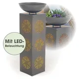 EasyMaxx LED-Dekosäule Metall 87 cm inkl. Pflanzschale Grau
