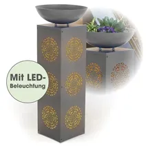 EasyMaxx LED-Dekosäule Metall 87 cm inkl. Pflanzschale Grau