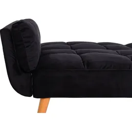Mendler Schlafsofa HWC-K18 mit Ottomane, Couch Sofa Gästebett, Schlaffunktion 218x175cm Samt schwarz