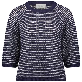 Cartoon Strickpullover Dunkelblau/Weiß 46