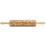 Folkroll "3D-Motiv-Teigrolle", braun, L:43cm, Buchenholz, Teigroller, Katzen,