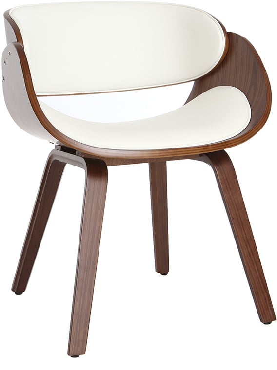 Chaise design blanc et bois foncé noyer BENT