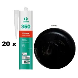 20 x Ramsauer 350 Fassade Silikon schwarz 1K Dichtstoff 310ml Kartusche