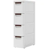 KOMFOTTEU Sideboard Nischenschrank Badschrank, mit 4 Schubladen & Rollen weiß