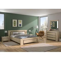 Jugendbett GAMI "Brugge", braun (kastanie natur, kastanie natur, kastanie natur), B:217cm H:88cm L:210cm, Betten, Jugendbett Bettgestell, In 2 Farben erhältlich