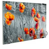DEQORI Schlüsselbrett 'Rote Mohnblumen', (1 St), Schlüsselhalter Schlüssel Haken Schlüsselboard modern Schlüsselleiste grau|orange
