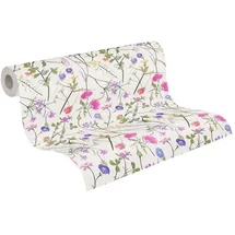 A.S. Création Livingwalls Tapete Blumen Weiß Bunt House of Turnowsky 389011 - Vliestapete Landhausstil Floral - 10,05m x 0,53m - Made in Germany