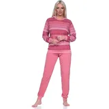 normann Frottee Pyjama Damen gestreift Rosa 60/62