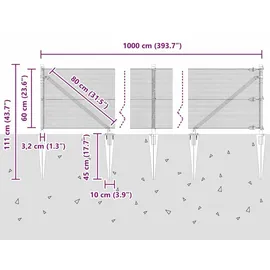 vidaXL Welded Wire Fence 0,6 x 10 m Grün/Stahl
