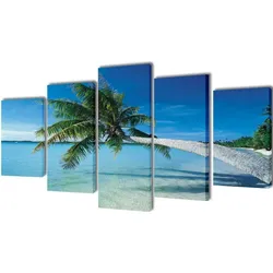 vidaXL Bilder Dekoration Set Strand mit Palmen 200 x 100 cm