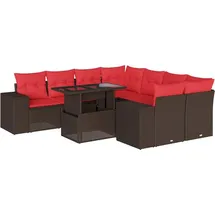 vidaXL Gartensofa-Set mit Kissen, braun, Polyrattan