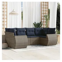 vidaXL Gartensofa-Set 6-tlg. grau Polyrattan