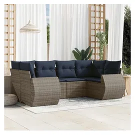 vidaXL Gartensofa-Set 6-tlg. grau Polyrattan