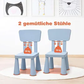 Costway Kindersitzgruppe 3 tlg. Kunststoff blau/weiß