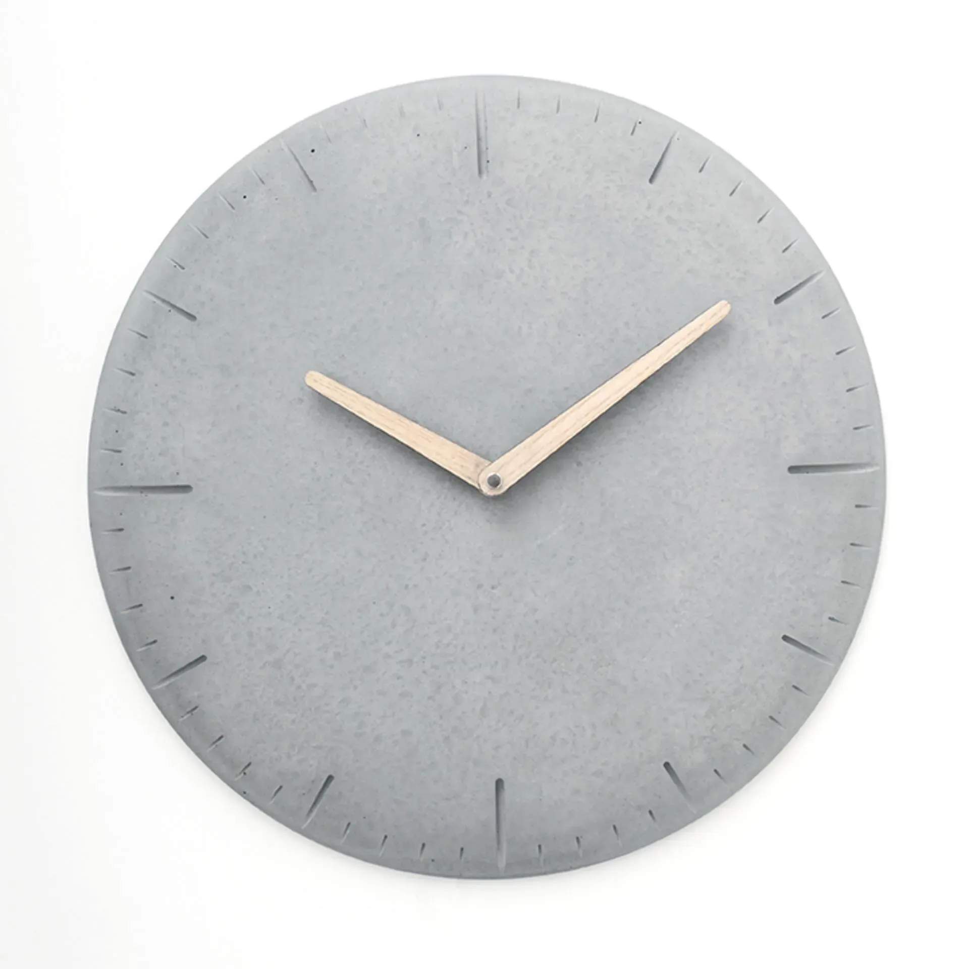 Wertwerke Betonuhr Rund Grau Holzzeiger Esche Vollflächig