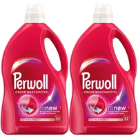 PERWOLL Color Waschmittel 2x 52 WL (104 Waschladungen), Feinwaschmittel reinigt sanft und erneuert Farben und Fasern, für alle farbigen Textilien, Color Waschmittel mit Dreifach-Renew-Technologie