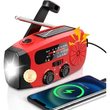 LangRay Kurbelradio rot + 12000mAh Akku + Solar + Notfallradio