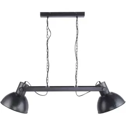 Pendelleuchte, 2 x E27, metallic-schwarz, Retro+Industrial Stil,
