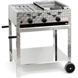 Edelstahl-Brenner 3-flammig 11kW BBQ fahrbar Gasgrill Gasbräter Gastro GT3FB