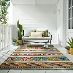 Kadima Design Superweicher, pflegeleichter Outdoor-Teppich mit geometrischem Muster in Multicolor - `Blyde`. 120x170 cm