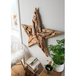 Wanddeko Stern Holz Braun Teak