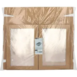 Starpak 50 Transport- und Catering-Kartons, Pappe eckig 8 cm x 25,2 cm x 35,9 cm braun mit separatem Deckel und Sichtfenster aus PET