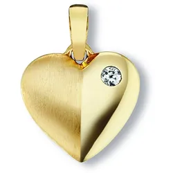 Ketten-Anhänger ONE ELEMENT "Zirkonia Herz Herz Anhänger aus 333 Gelbgold", gold, Schmuckanhänger, Damen, Gelbgold 333, Damen Gold Schmuck Herz