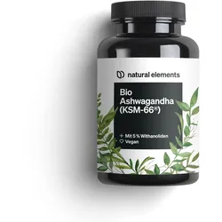 natural elements Bio-Ashwagandha – Ksm-66® Premiumrohstoff 5% Withanolid-Gehalt hochdosiert Kapseln 67 g