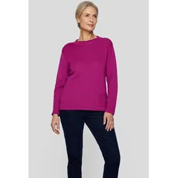 Strickpullover RABE, Damen, Gr. 50, rot (wildbeere), Strick, Obermaterial: 50% Baumwolle, 50% Polyacryl, unifarben, casual, hüftbedeckend, Rundhals, Langarm, Pullover, mit Rippstruktur und aufgesetzter Tasche