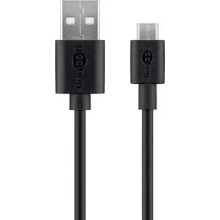 goobay 38660 Micro USB Lade- und Synchronisationskabel, 2 m, Schwarz - für Android-Geräte, Schwarz