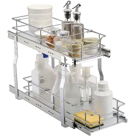 Vevor Ausziehbarer Spülschrank-Organizer mit 2 Ebenen unter Waschbecken (215x533x385 mm) Gewürzregal Küchenregal Lagerregal Organizer für Küche Badezimmer 245x563x485 mm (Einbaumaß)