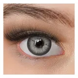 charmiga Kontaktlinsen farbig ohne Stärke grau | farbige graue Jahreslinsen | weiche Linsen | 2 Stück Farblinsen + Linsenbehälter | 0.0 Dioptrien | natürliche Farben | Charmiga Luxury Gray