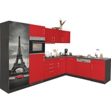 Held MÖBEL Winkelküche »Paris«, Stellbreite 290/220 cm, wahlweise mit Induktionskochfeld rot