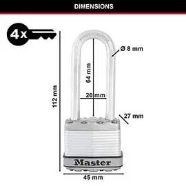 Master Lock Vorhängeschloss mit Korrosionsschutz 45mm M1EURDLJ