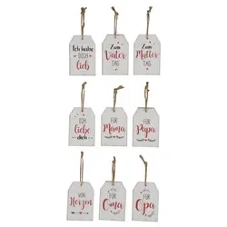 Deko Schild Geschenke weiß/rot sort. 580221000106 6x9cm