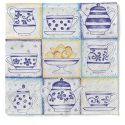 Sovie HOME Serviette Cookie in Blau aus Tissue 33 x 33 cm, 20 Stück - Kaffee Cafe Tee Blumen Punkte