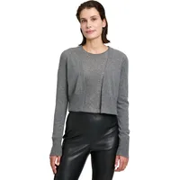 Betty Barclay Damen Kaschmir-Strickjacke mit Rippbündchen Grey Melange,44 - 44