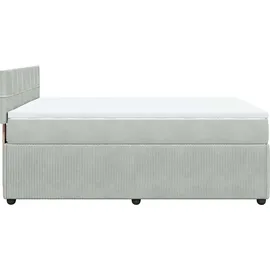 vidaXL Boxspringbett mit Matratze Hellgrau 160x200 cm Samt