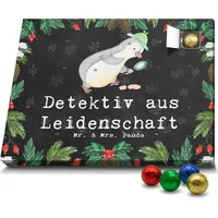 Mr. & Mrs. Panda Schoko Adventskalender Detektiv Leidenschaft - Schwarz - Geschenk, Schokoladen Adventskalender, Berufsdetektiv, Spurensuche, Beruf... - Schwarz